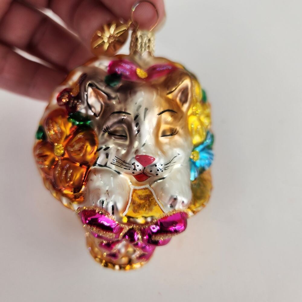 Christopher Radko "Kit N Kadoodle" Cat in Basket Blown Glass Christmas Ornament